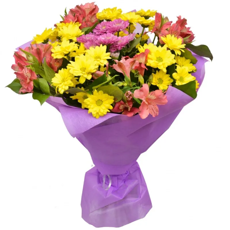 Букет из хризантем и альстромерии, доставка Гвардейск